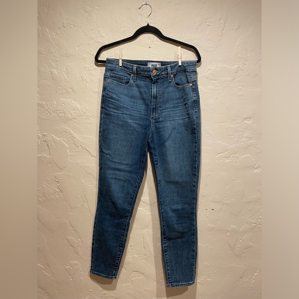 PAIGE Margot Crop Medium Wash Skinny High Waisted Denim Jeans Size 30